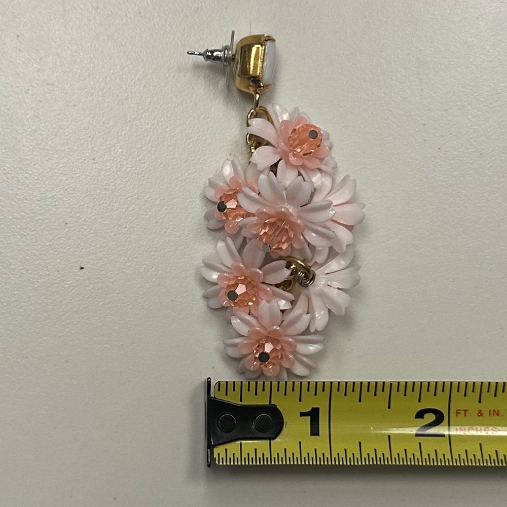 Danny Pollak - Playful Pink Floral Crystal Drop Statement Earrings - Picture 11 of 12